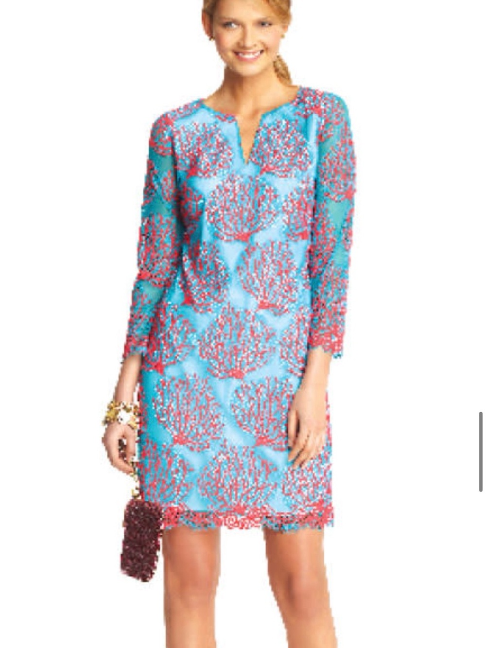 Lilly pulitzer 4 Wendy Snorkel blue-pink boho glamour limited coastal midi dress